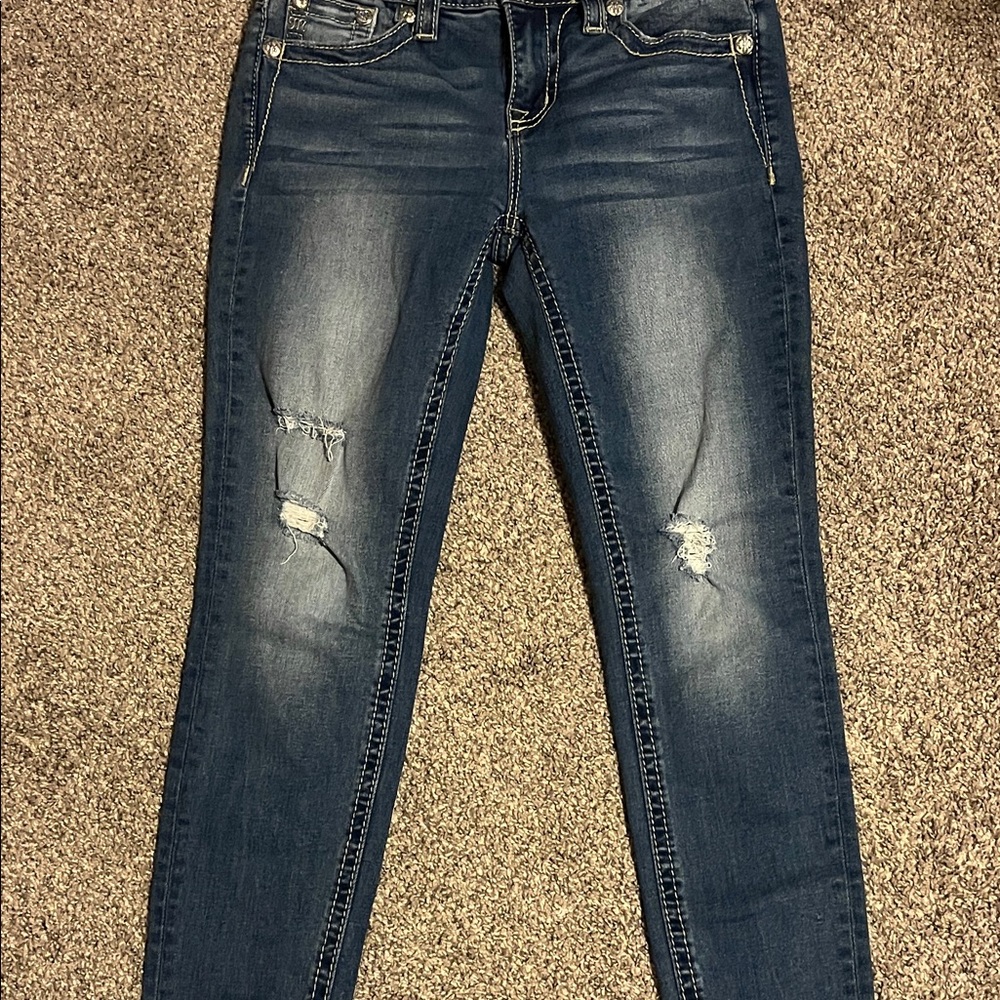 Miss Me Dark Blue Distressed Skinny Jeans